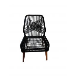 Loomed Black Rope Dining Chair with Mango Wood Legs