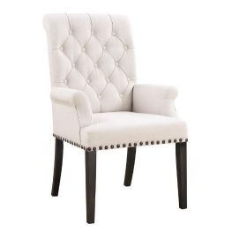 Wheaton Cream Tufted Arm Dining Chair