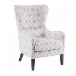 Arianna Grey/White Swoop Wing Chair