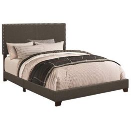 Basics Charcoal Faux Leather Twin Bed With Nailhead