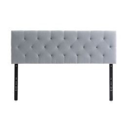 Weekender Diamond Tufted Mid-Rise Headboard, Queen, White Gray