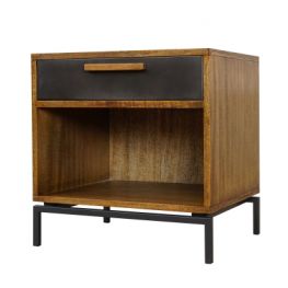 Bellevue End Table 1 Drawer Graphite Metal Legs