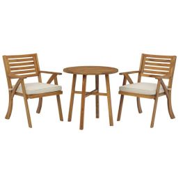 Vallerie Brown Chairs W/Cush/Table Set
