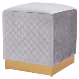 Dante Gray Velvet Fabric Square Ottoman